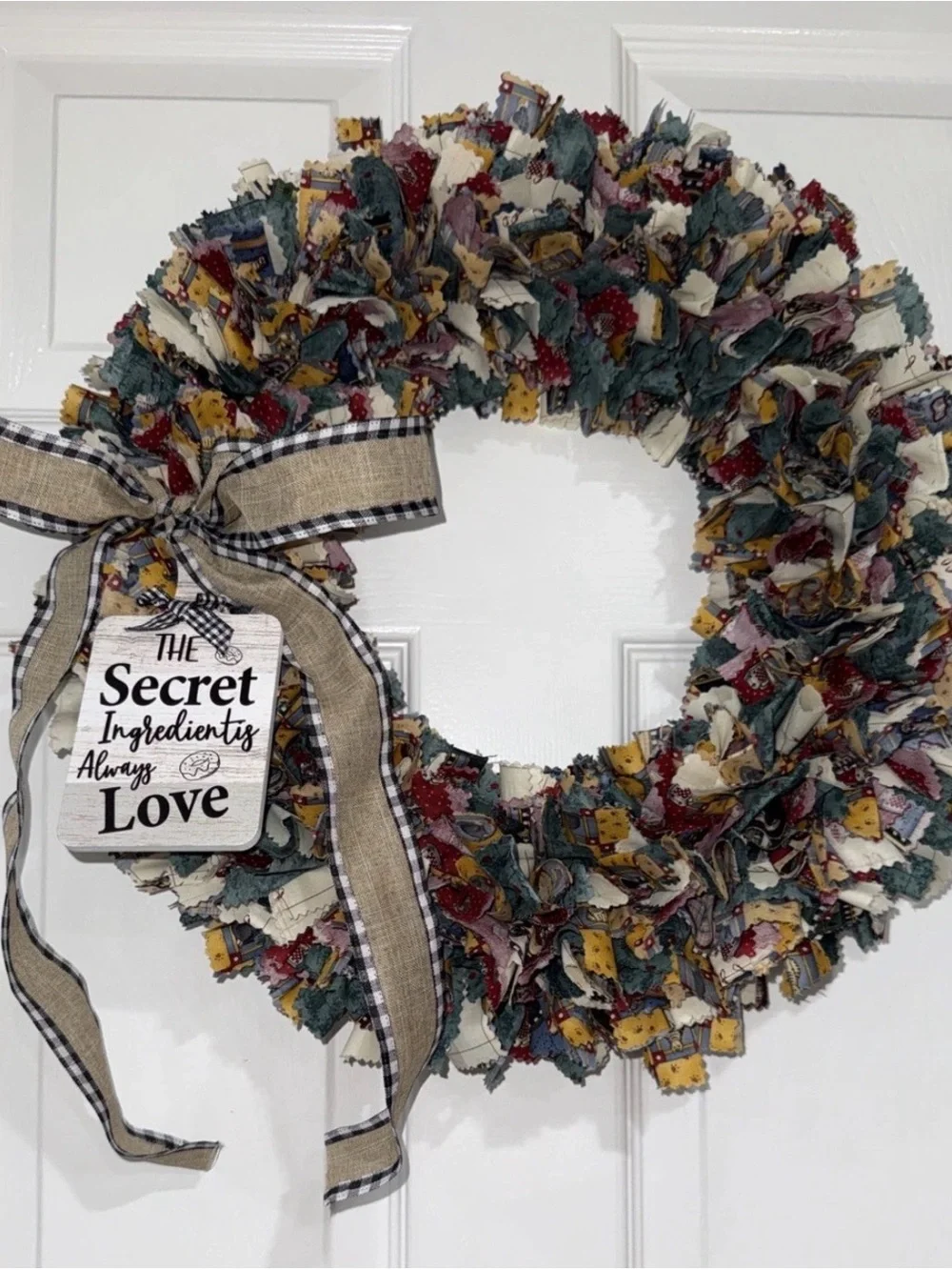 Handmade Rag Wreath Grandmacore Cottage Eclectic Grannie's Kitchen NEW SEE NOTE